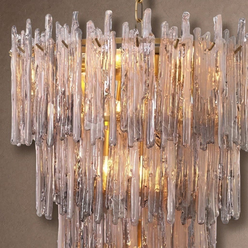 Saint Roch Modern Glass Chandelier Brass & Glass - Large Meet Lighting