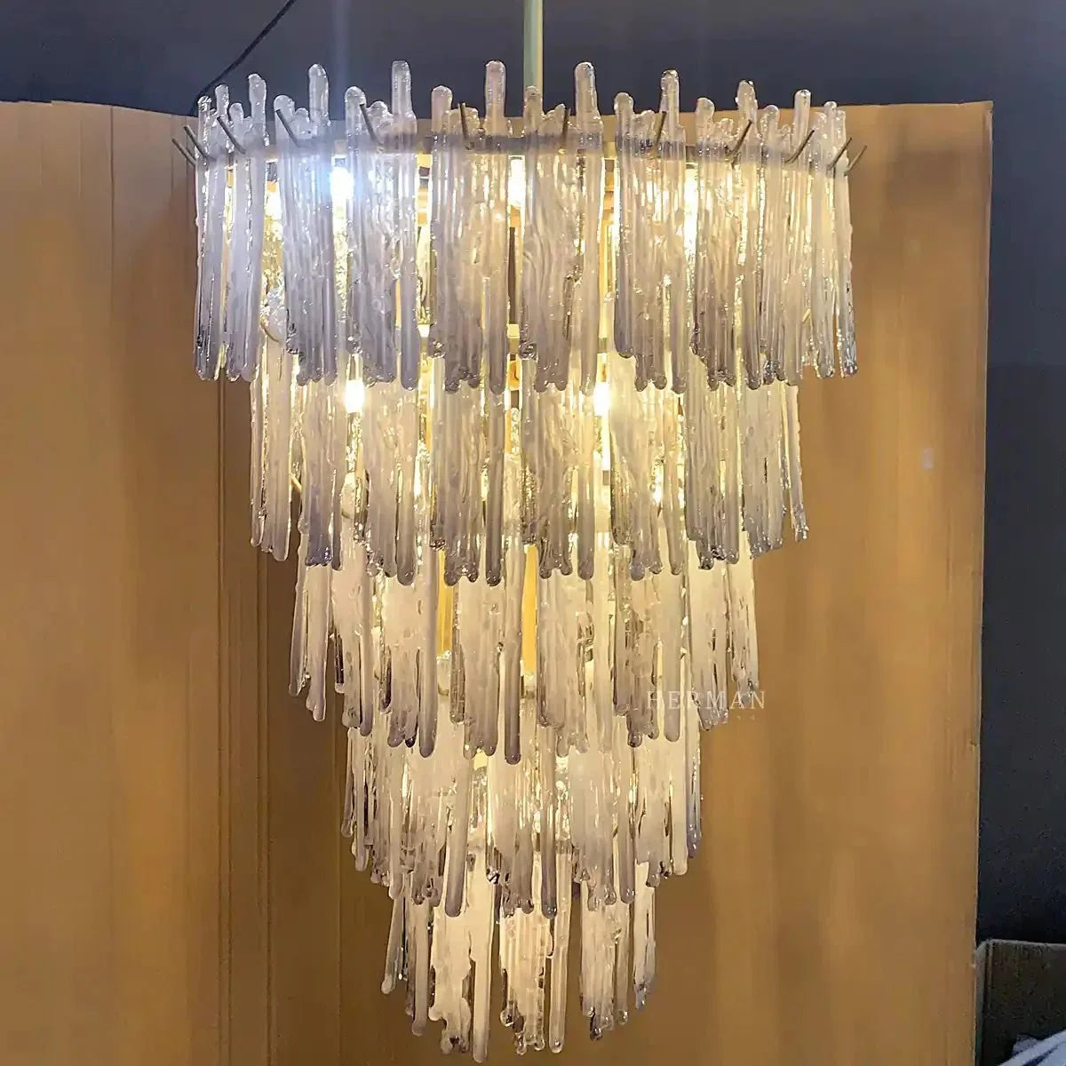 Saint Roch Modern Glass Chandelier Brass & Glass - Large Meet Lighting