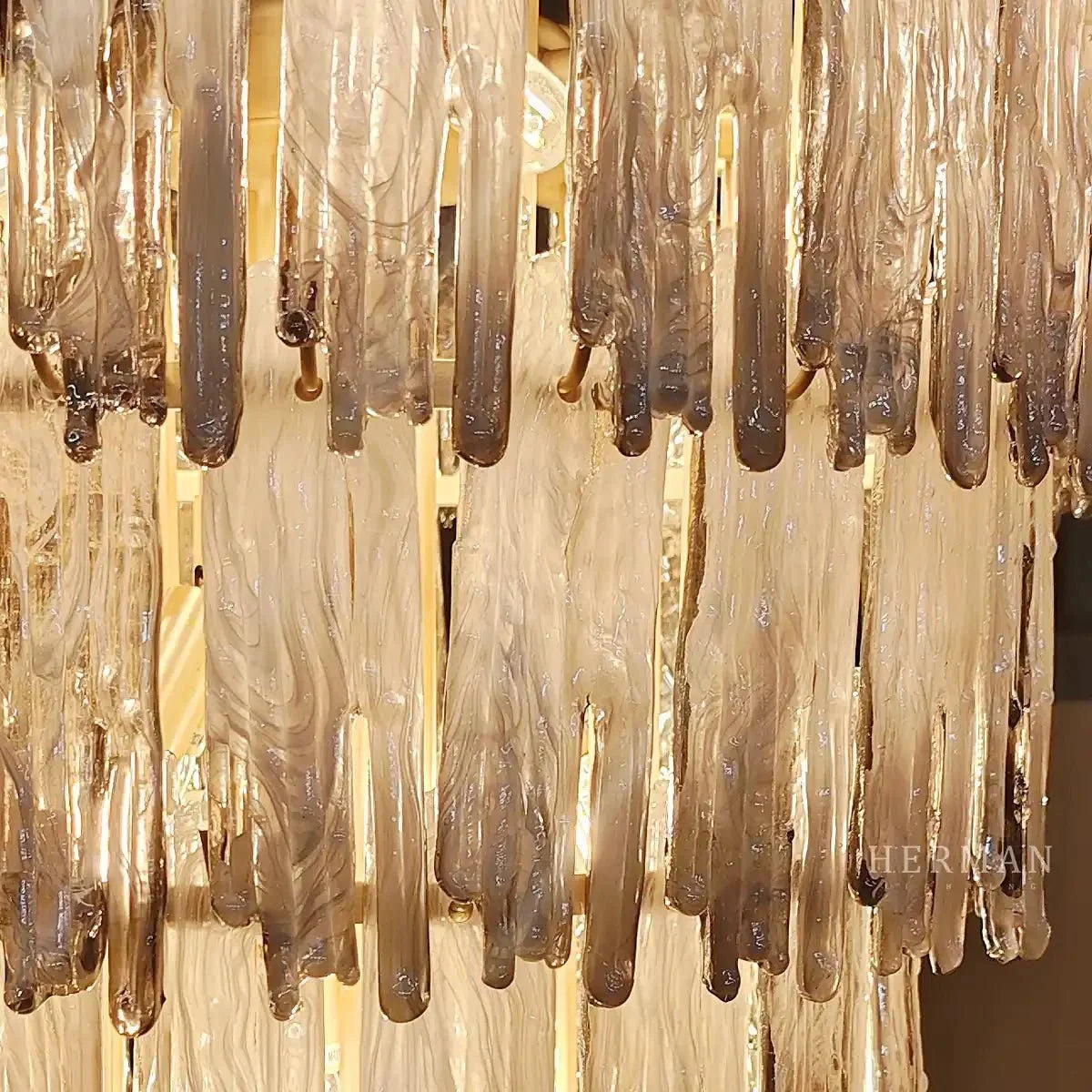 Saint Roch Modern Glass Chandelier Brass & Glass - Large Meet Lighting
