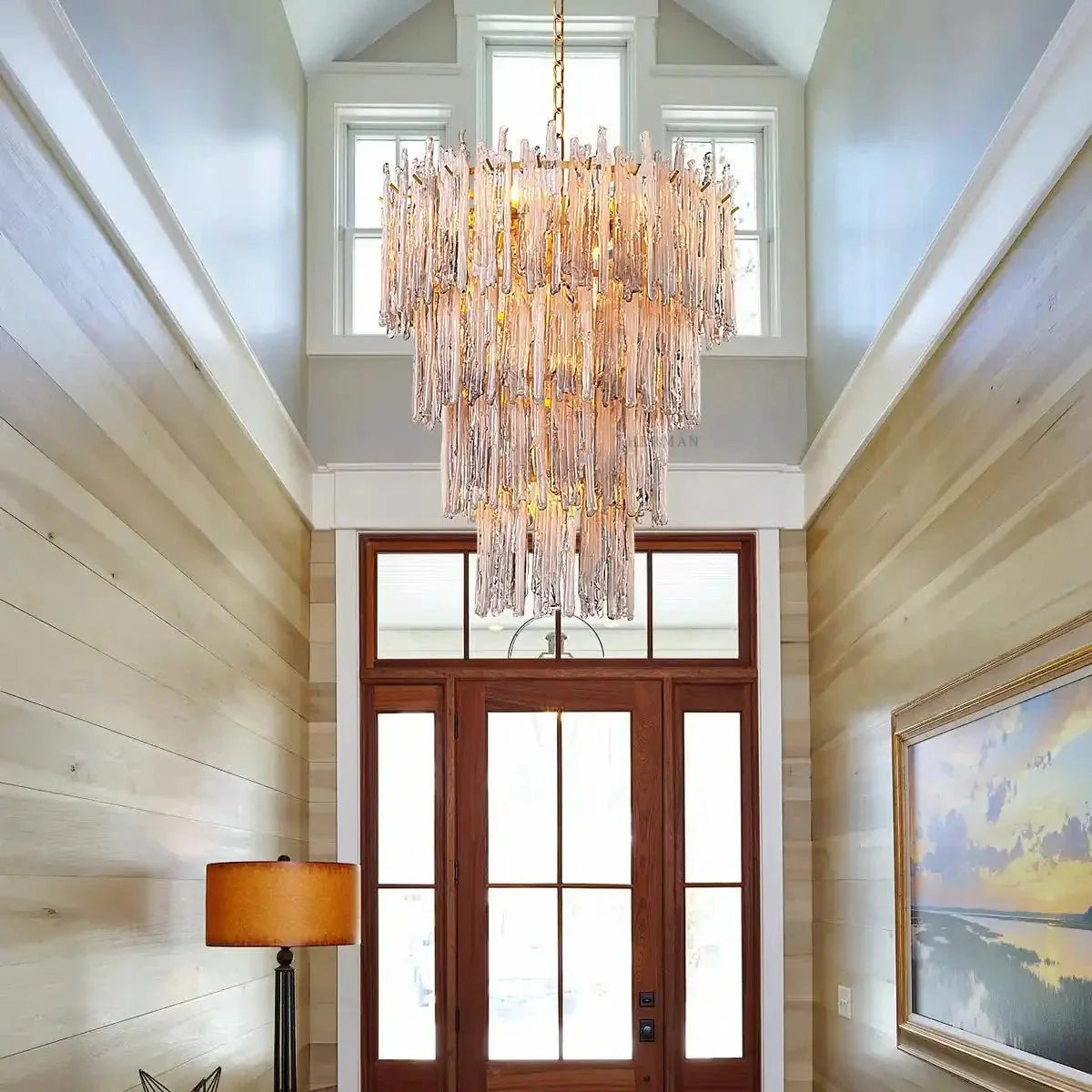 Saint Roch Modern Glass Chandelier Brass & Glass - Large Meet Lighting