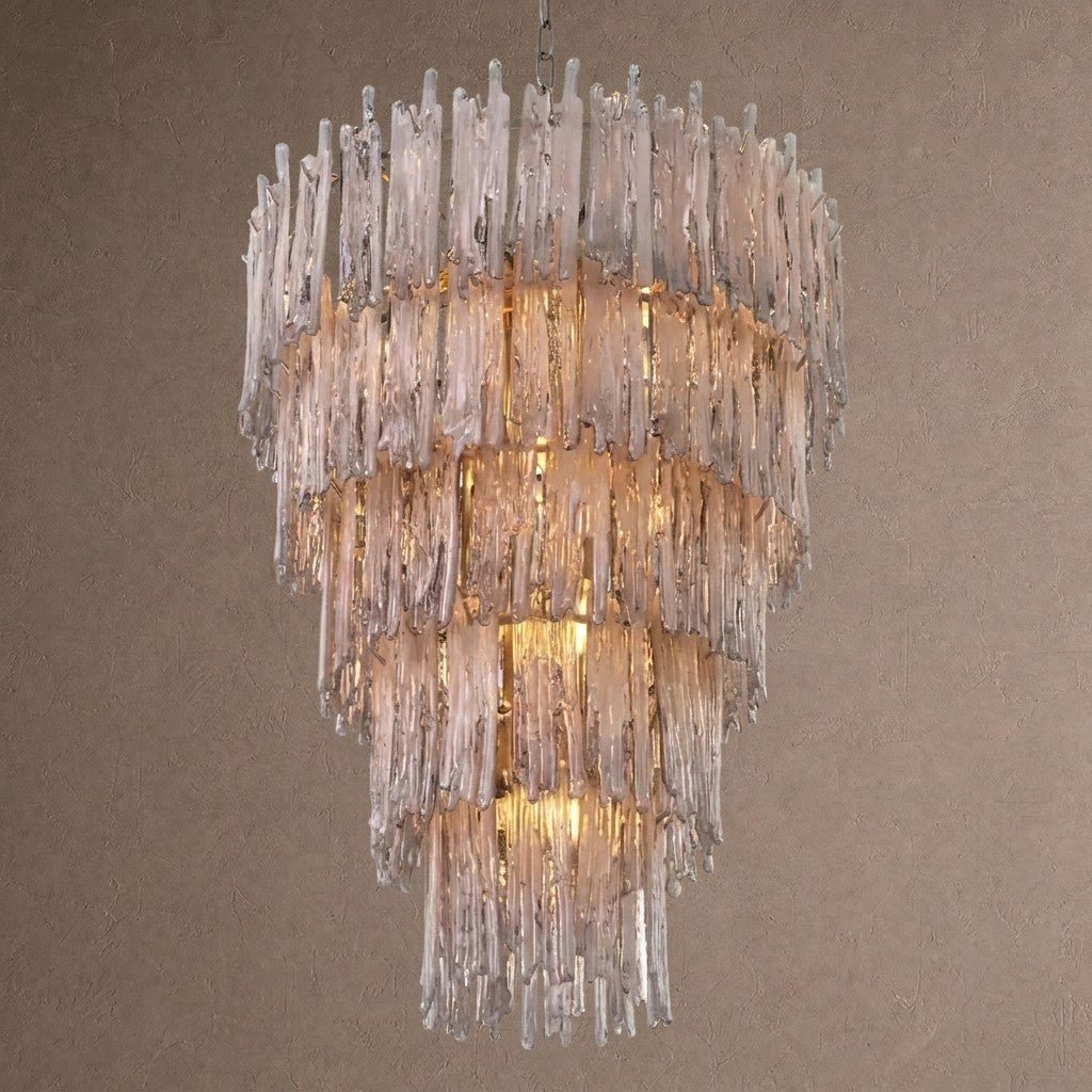 Saint Roch Modern Glass Chandelier Brass & Glass - Large Meet Lighting