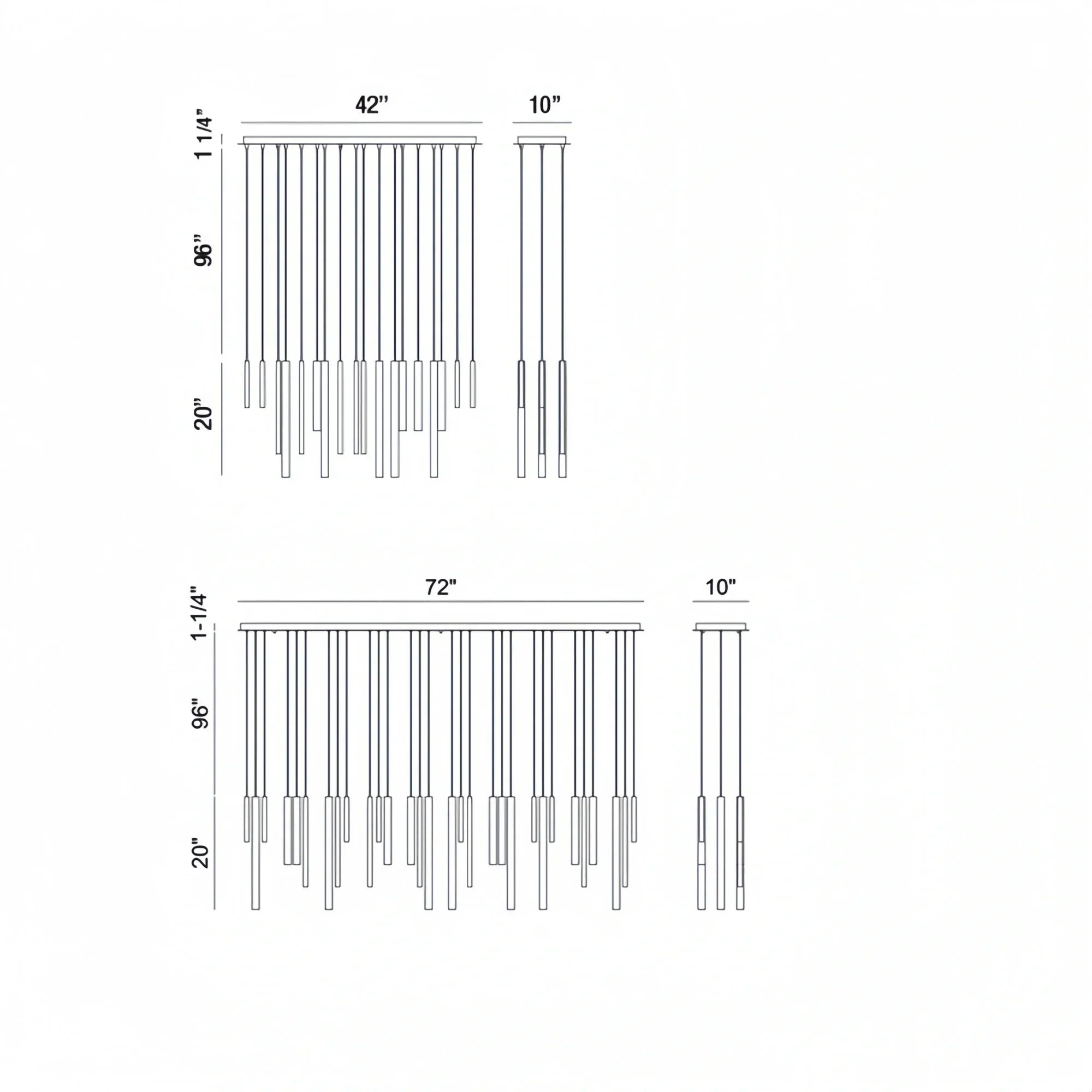 Santana Modern Linear Multi Light Pendant for Kitchen Island - 42"L x 10"W x 1.25"HAntique BrassBlushlighting