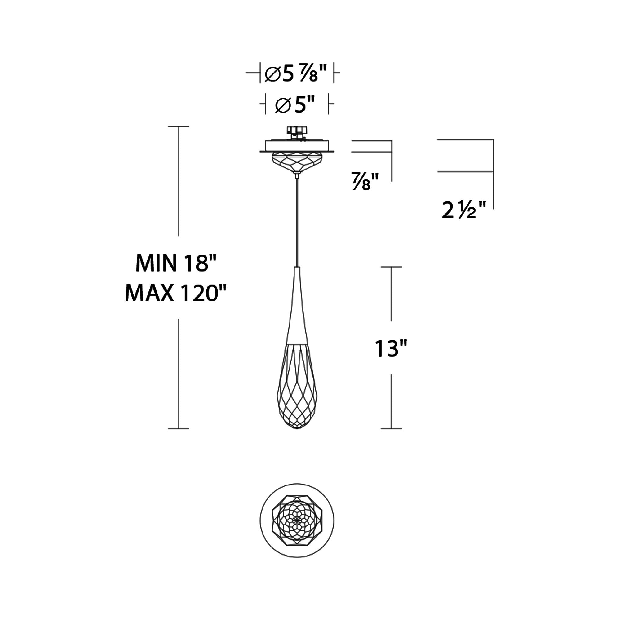 Hibiscus LED Mini Pendant Light - line drawing.