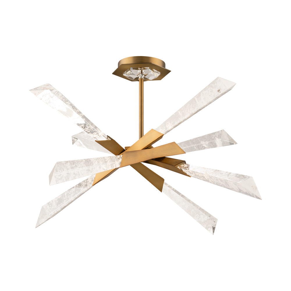 Solitude LED Semi Flush Mount Ceiling Light in Aged Brass (Large).