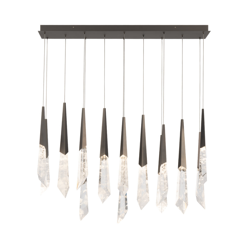 Solitude Linear LED Multi Pendant Light in Antique Nickel (14-Light).