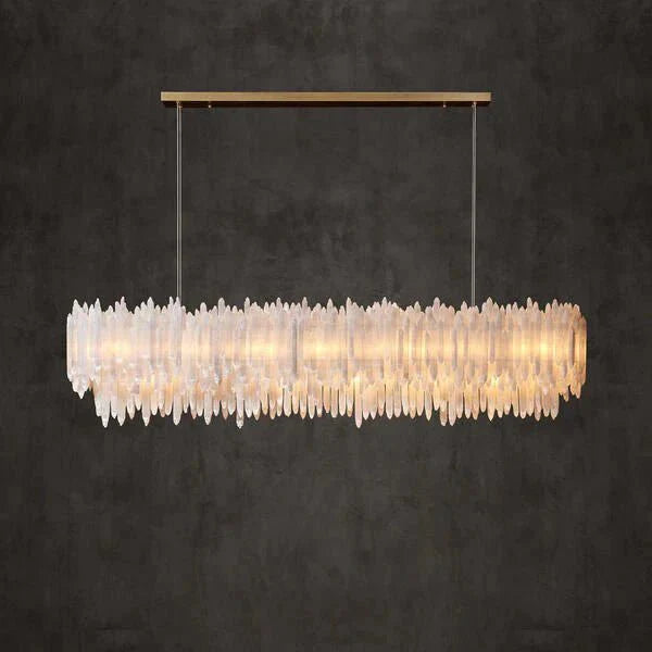 Selenite Layer Rectangular Chandelier - LargeBlushlighting