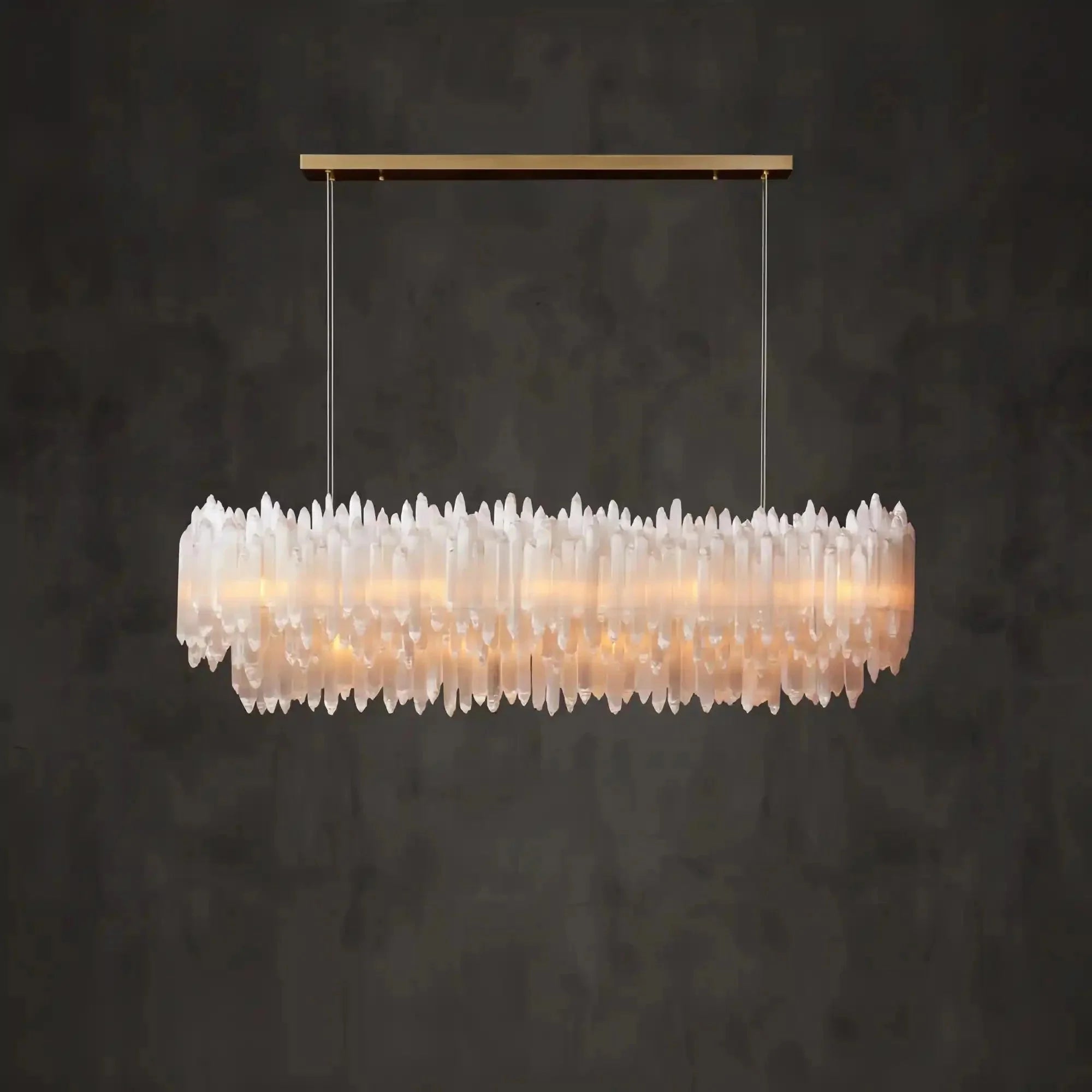 Selenite Layer Rectangular Chandelier - MediumBlushlighting