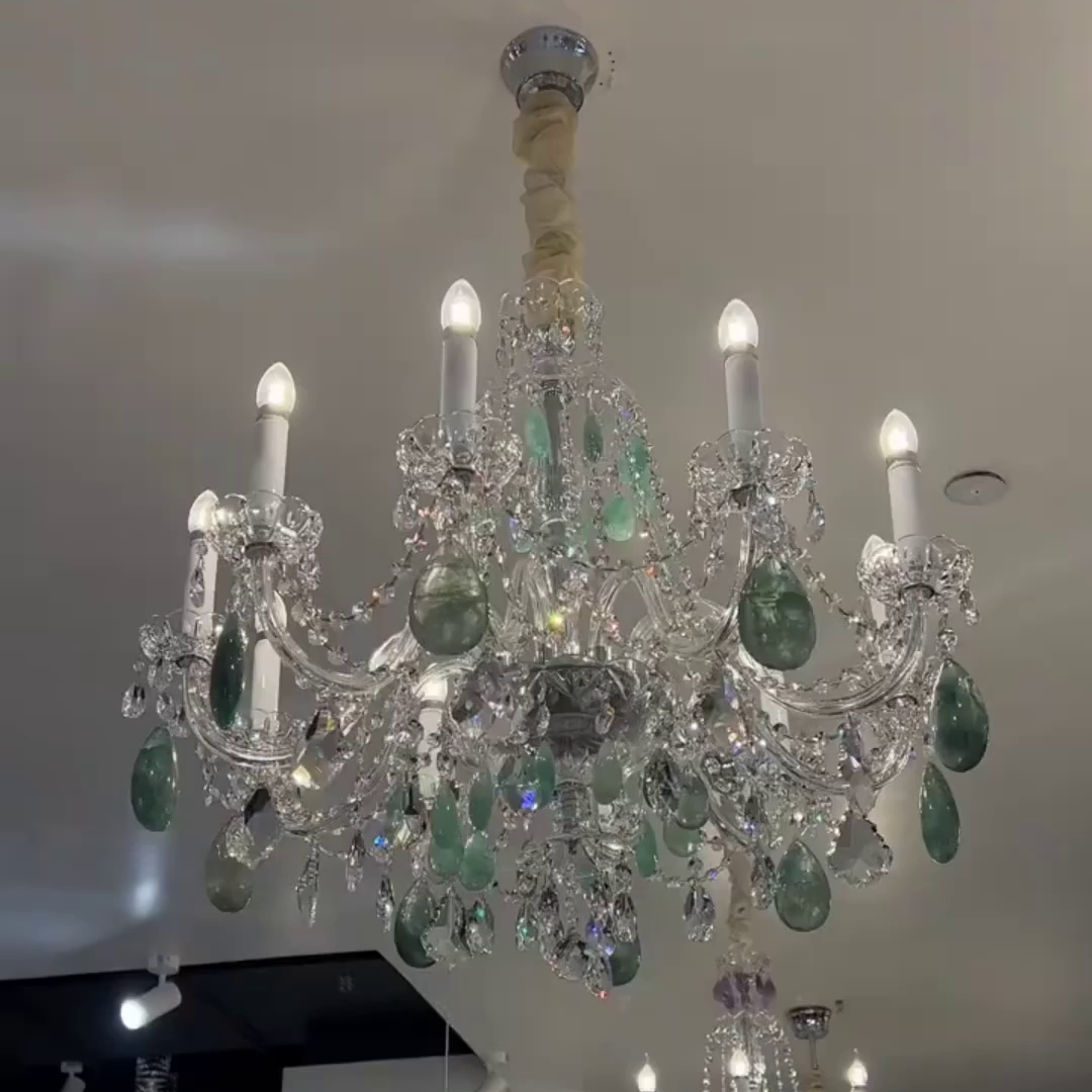 New Luxury Green/Purple Rock Crystal Chandelier for Living Room/Bedroom-MEET LIGHTING