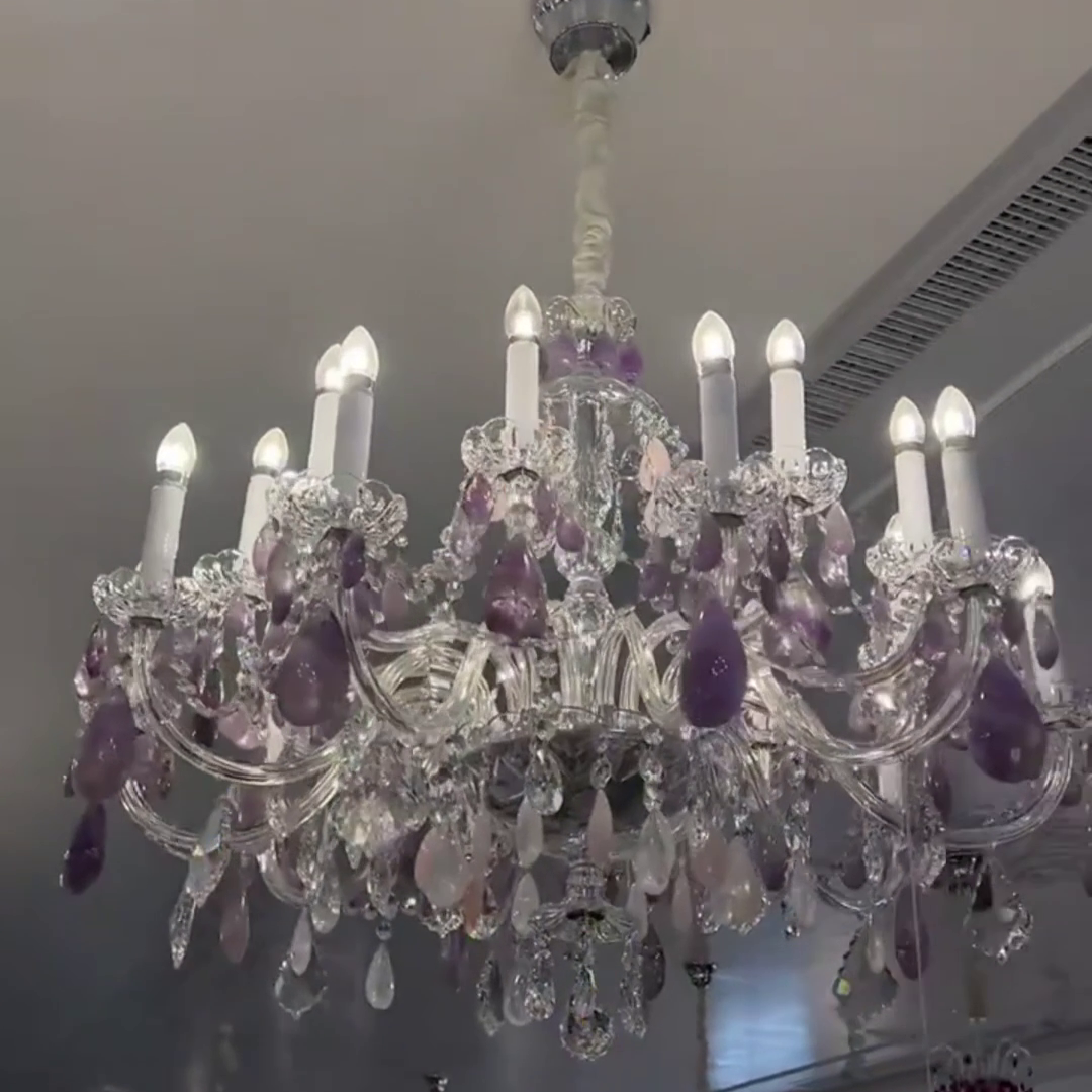 New Luxury Green/Purple Rock Crystal Chandelier for Living Room/Bedroom-MEET LIGHTING