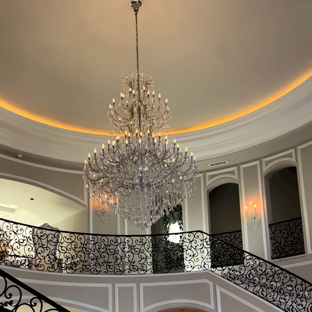 Traditional Candle Crystal Chandelier for Staircase/Foyer/Living Room/Villa-MEET LIGHTING