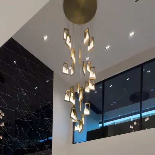 Modern Light Luxury Alabaster Chandelier in Gold Finish-MEET LIGHTING