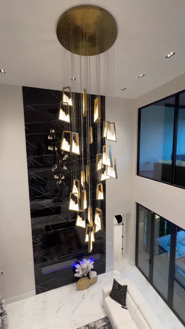 Modern Light Luxury Alabaster Chandelier in Gold Finish-MEET LIGHTING