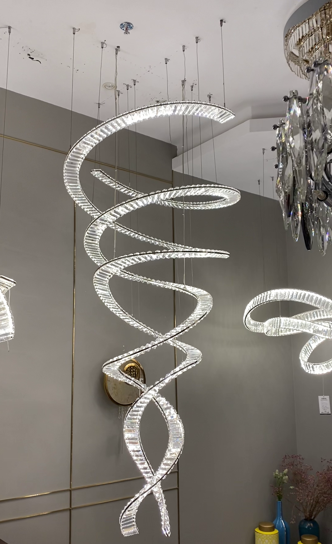Designer Foyer Living Room Ceiling Light Fixture Stylish Spiral Crystal Chandelier for Hotel Entrance-MEET LIGHTING