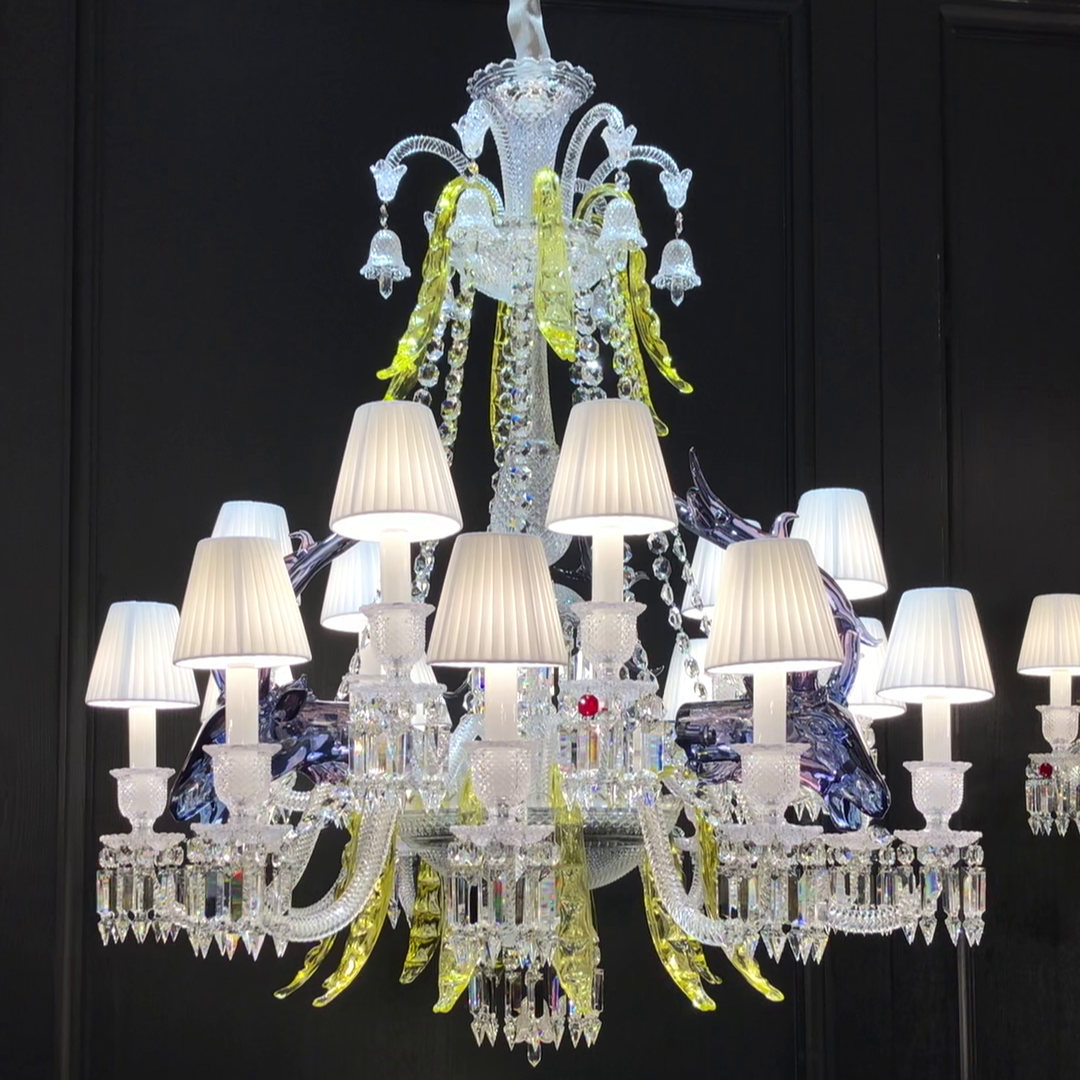 Traditional Colorful Candle Branch Blue Deer Crystal Chandelier for Living Room/Dining Room-MEET LIGHTING