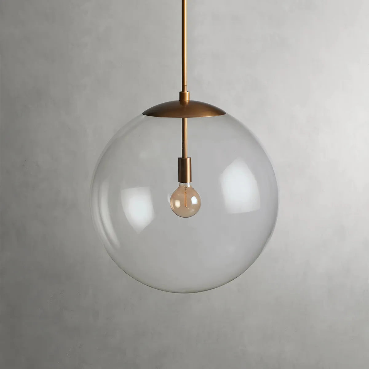Wescott XL Globe Pendant with Rod Brass Clear