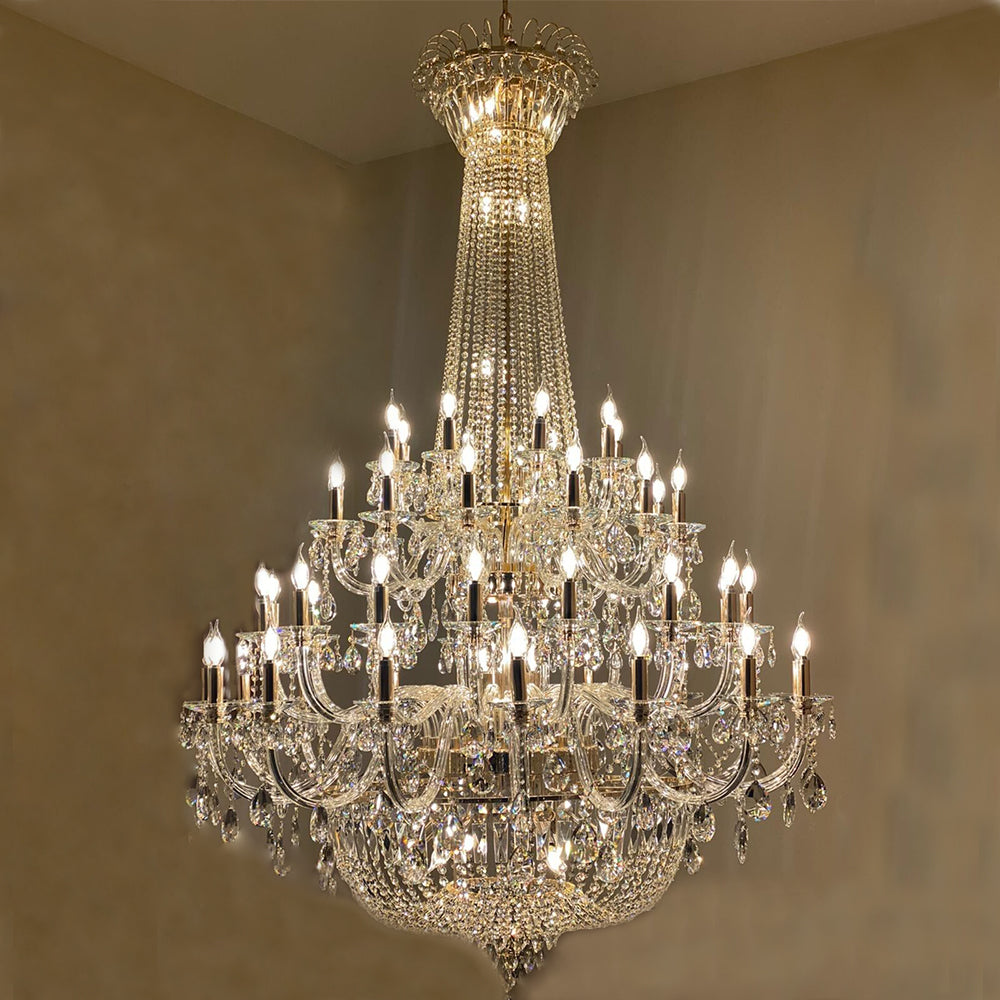 Extra Large European-style Multi-layers Candle Luxury Crystal Chandelier Gold Art Foyer/Staircase Decorative Light Fixture-MEET LIGHTING