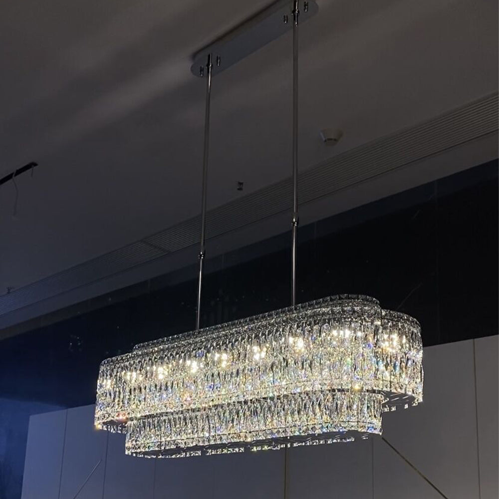 Stunning Modern Rectangle Ceiling Light Crystal Chandelier For Dining Table/Coffee Table/Living Room/Bedroom-MEET LIGHTING
