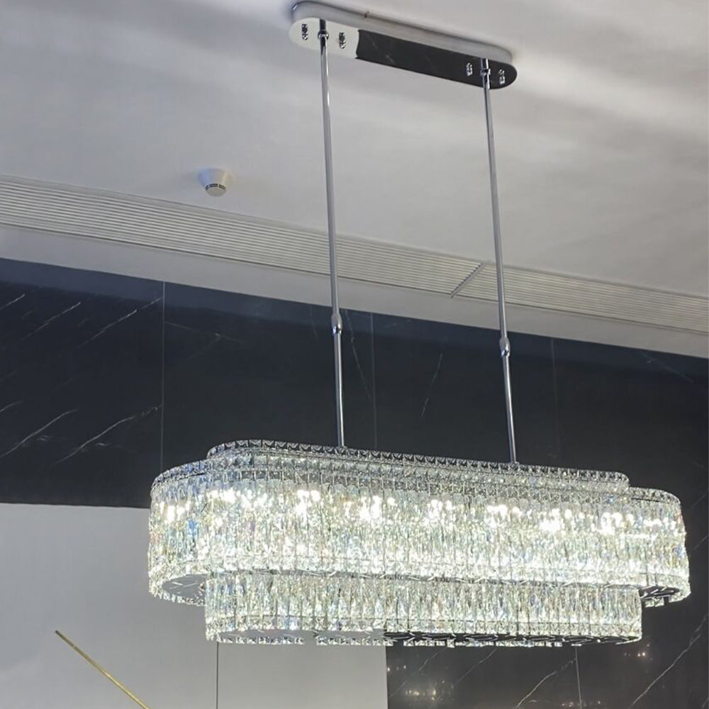 Stunning Modern Rectangle Ceiling Light Crystal Chandelier For Dining Table/Coffee Table/Living Room/Bedroom-MEET LIGHTING